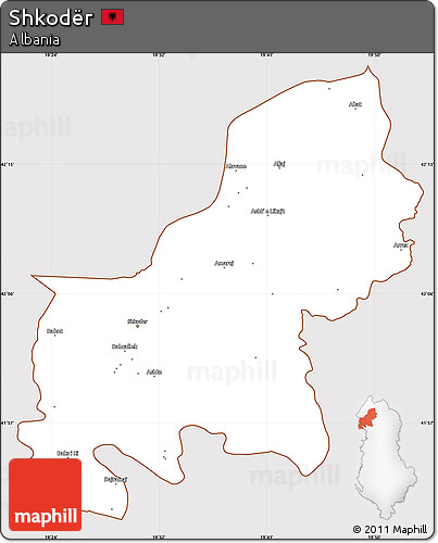 Classic Style Simple Map of Shkodër, cropped outside