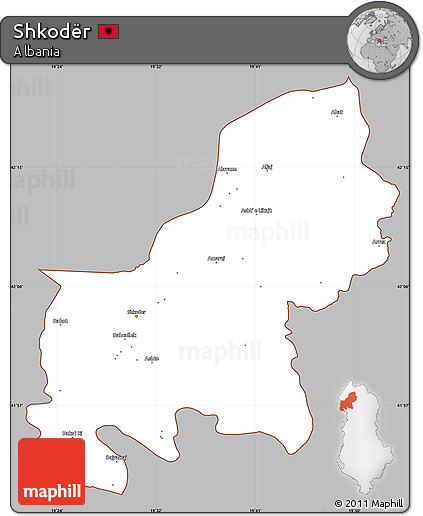 Gray Simple Map of Shkodër, cropped outside