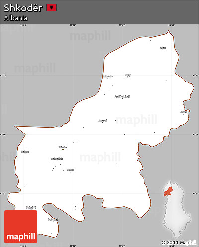 Gray Simple Map of Shkodër, cropped outside