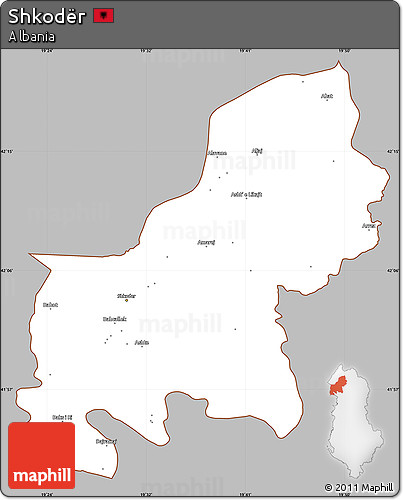Gray Simple Map of Shkodër, cropped outside