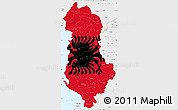 Flag Simple Map of Albania, single color outside, borders and labels, flag aligned to the middle
