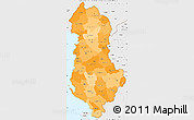 Political Shades Simple Map of Albania, single color outside, borders and labels