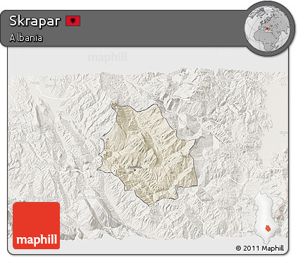 Shaded Relief 3D Map of Skrapar, lighten