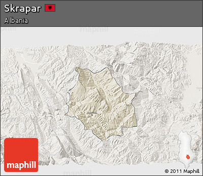 Shaded Relief 3D Map of Skrapar, lighten