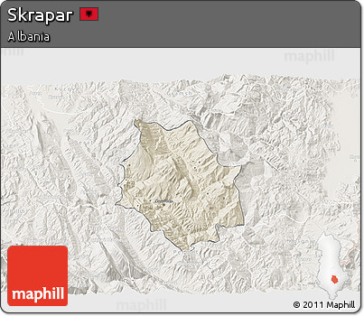Shaded Relief 3D Map of Skrapar, lighten