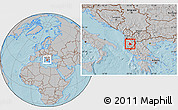 Gray Location Map of Skrapar, within the entire country, hill shading