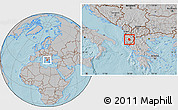 Gray Location Map of Skrapar, hill shading