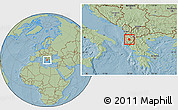 Savanna Style Location Map of Skrapar, hill shading