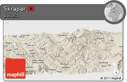 Shaded Relief Panoramic Map of Skrapar