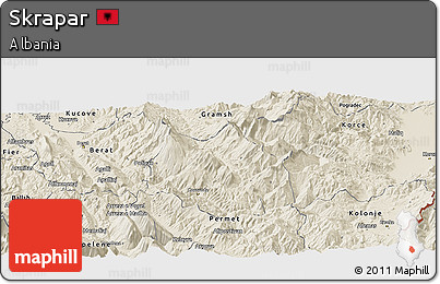 Shaded Relief Panoramic Map of Skrapar