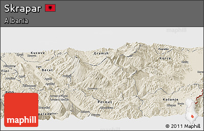 Shaded Relief Panoramic Map of Skrapar