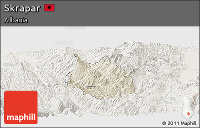 Shaded Relief Panoramic Map of Skrapar, lighten