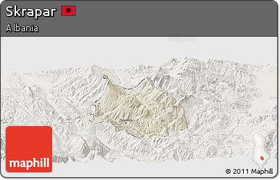 Shaded Relief Panoramic Map of Skrapar, lighten
