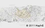 Shaded Relief Panoramic Map of Skrapar, lighten, semi-desaturated