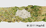 Shaded Relief Panoramic Map of Skrapar, satellite outside