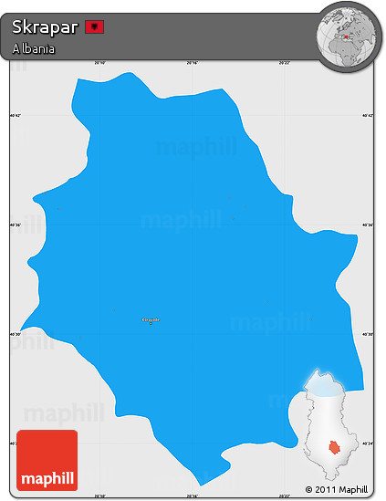 Political Simple Map of Skrapar, single color outside
