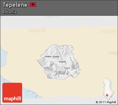 Classic Style 3D Map of Tepelenë, single color outside
