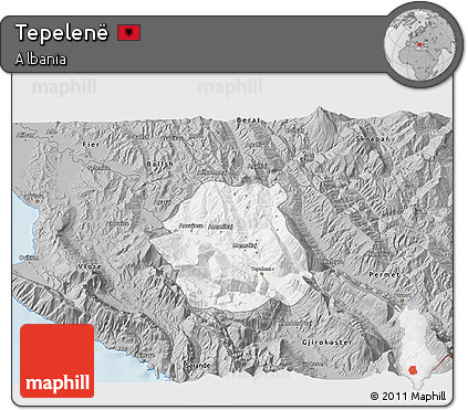 Gray 3D Map of Tepelenë