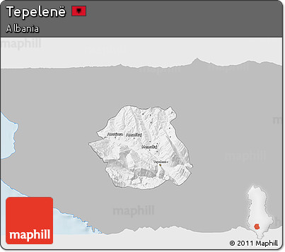 Gray 3D Map of Tepelenë, single color outside