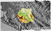 Physical 3D Map of Tepelenë, darken, desaturated