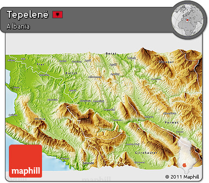 Physical 3D Map of Tepelenë