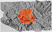 Political 3D Map of Tepelenë, desaturated