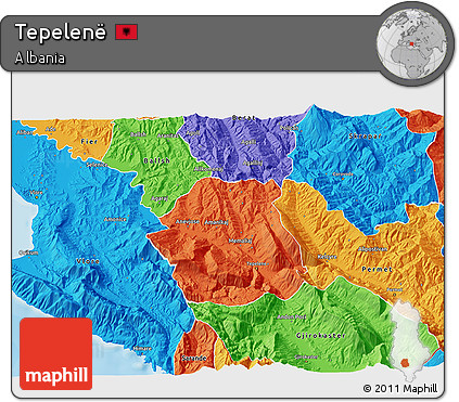 Political 3D Map of Tepelenë