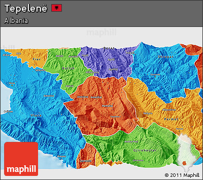 Political 3D Map of Tepelenë