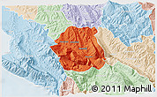 Political 3D Map of Tepelenë, lighten