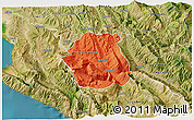 Political 3D Map of Tepelenë, satellite outside