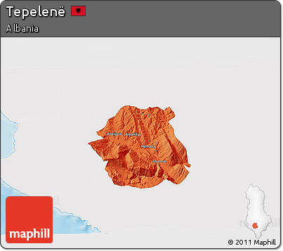 Political 3D Map of Tepelenë, single color outside