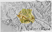 Satellite 3D Map of Tepelenë, lighten, desaturated
