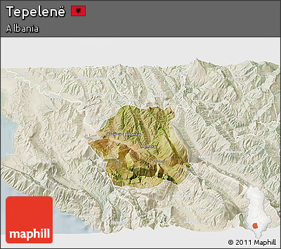 Satellite 3D Map of Tepelenë, lighten