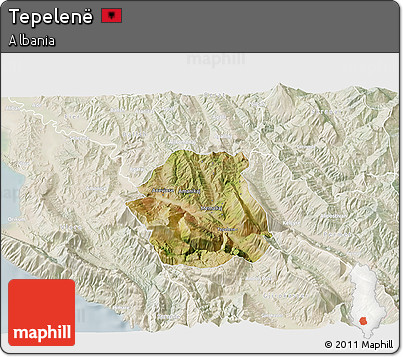 Satellite 3D Map of Tepelenë, lighten