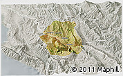 Satellite 3D Map of Tepelenë, lighten, semi-desaturated