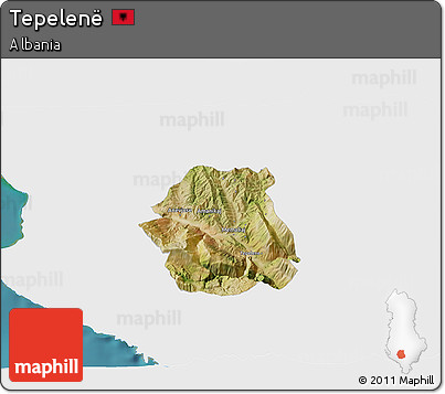 Satellite 3D Map of Tepelenë, single color outside