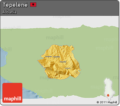 Savanna Style 3D Map of Tepelenë, single color outside