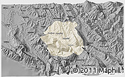 Shaded Relief 3D Map of Tepelenë, darken, desaturated