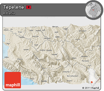 Shaded Relief 3D Map of Tepelenë
