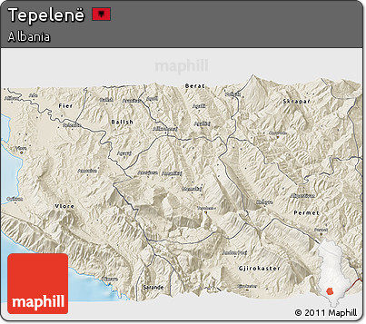 Shaded Relief 3D Map of Tepelenë