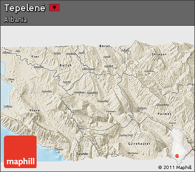Shaded Relief 3D Map of Tepelenë