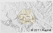 Shaded Relief 3D Map of Tepelenë, lighten, desaturated