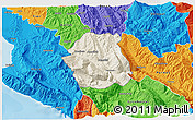 Shaded Relief 3D Map of Tepelenë, political outside