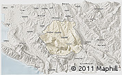 Shaded Relief 3D Map of Tepelenë, semi-desaturated