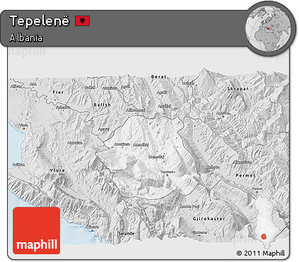 Silver Style 3D Map of Tepelenë