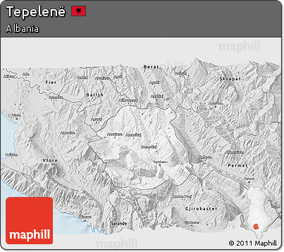 Silver Style 3D Map of Tepelenë