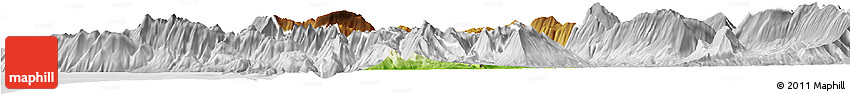 Physical Horizon Map of Tepelenë, lighten, desaturated
