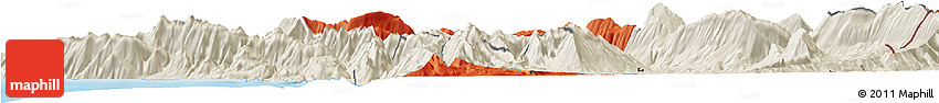 Political Horizon Map of Tepelenë, shaded relief outside