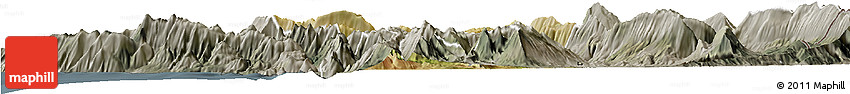 Satellite Horizon Map of Tepelenë, semi-desaturated