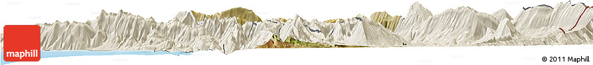 Satellite Horizon Map of Tepelenë, shaded relief outside